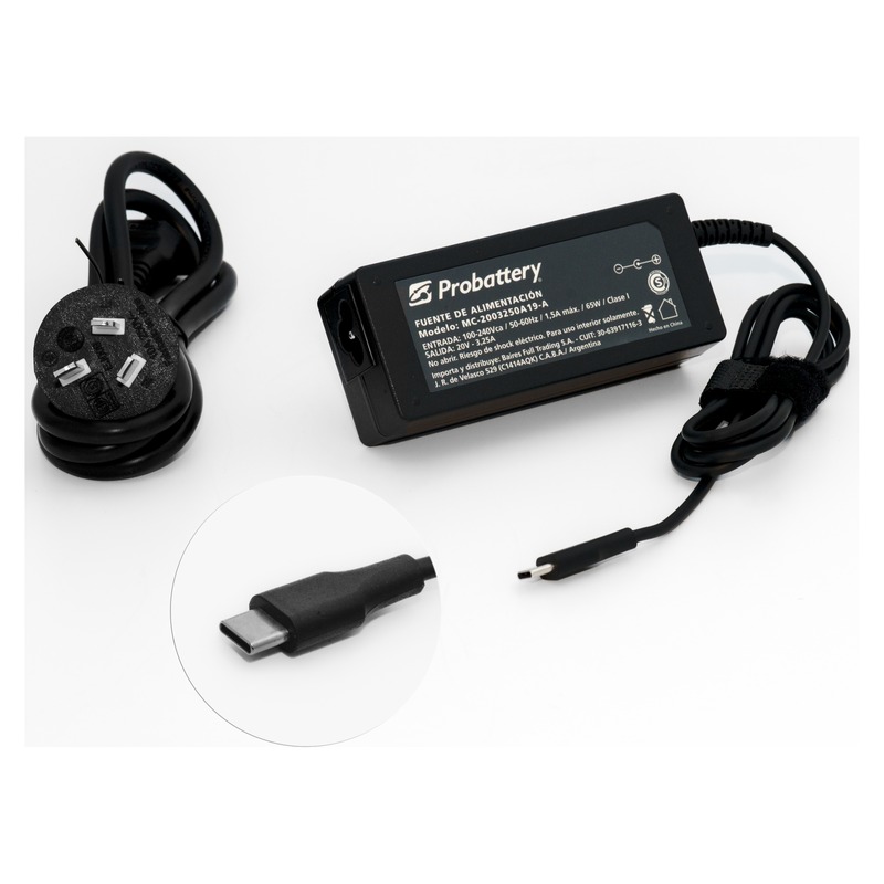 CARGADOR DE NOTEBOOK - 20V 3,25AH - 65W - (PLUG: TYPE C) - LENOVO MC-2003250A19-A PROBATTERY