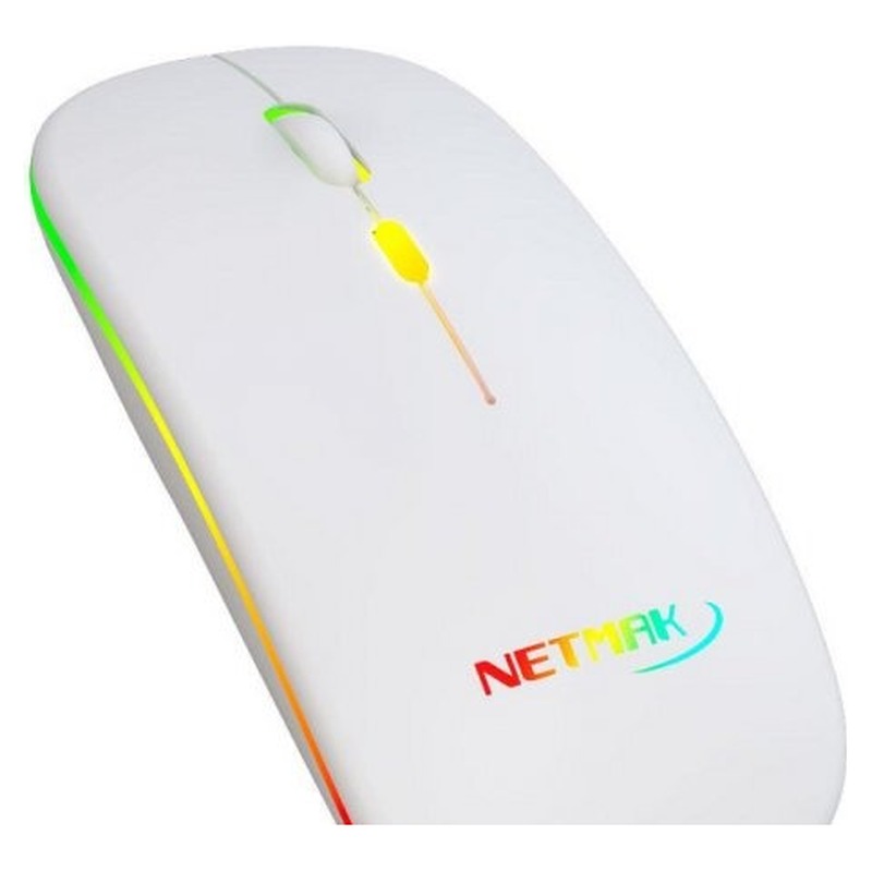 MOUSE INALAMBRICO RECARGABLE RETROILUMINADO BLANCO NM-W90-W NETMAK