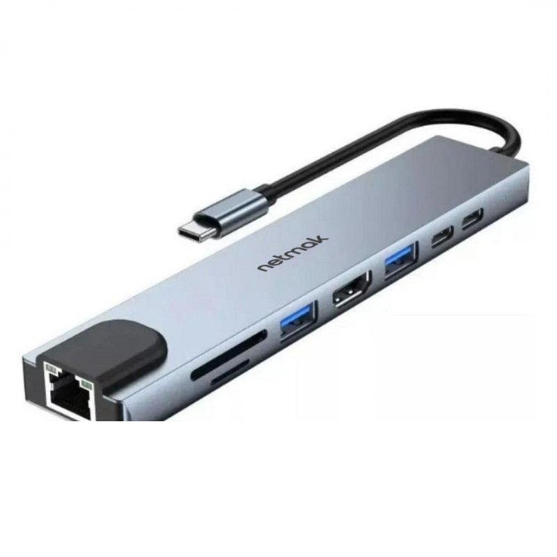 ADAPTADOR HUB 8 EN 1 TIPO C NM-8EN1 NETMAK