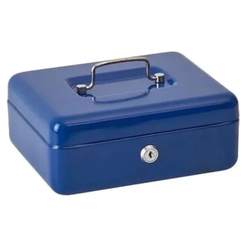 COFRE PORTAVALORES CON BANDEJA 1 20X15X9 CM AZUL CASHBOX GLOBAL