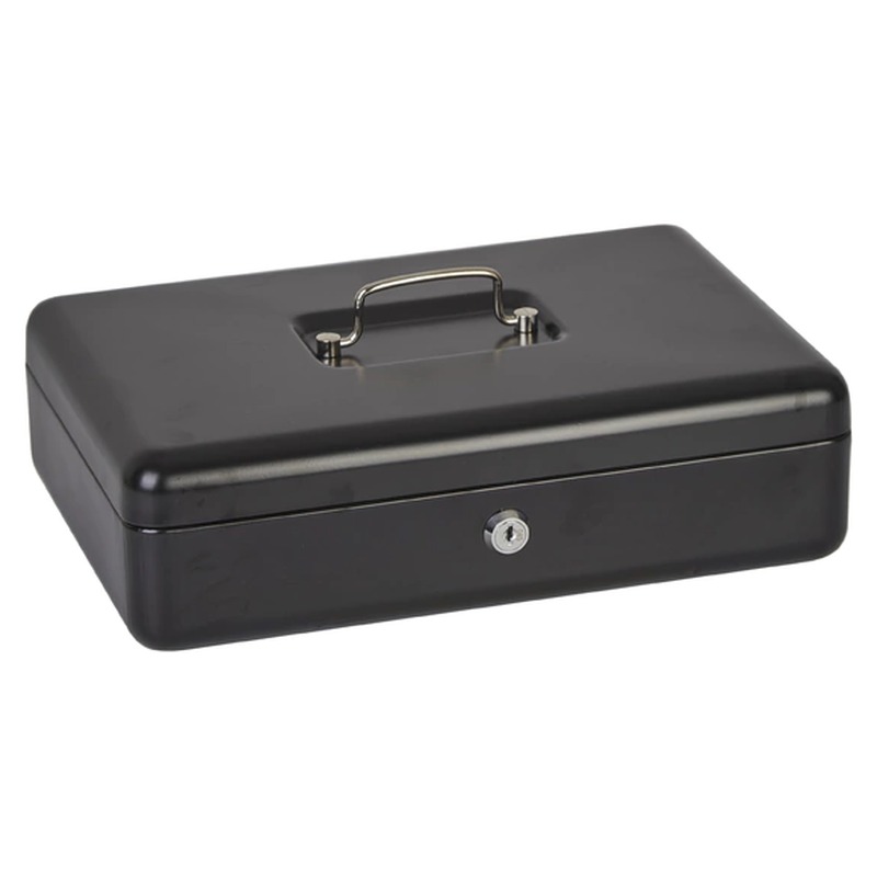 COFRE PORTAVALORES CON BANDEJA 3 30X25X9 CM NEGRA CASHBOX GLOBAL