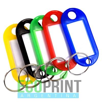 LLAVEROS C/ IDENTIFICADOR PARA LLAVES EN BOLSA X 50 DE 5 COLORES KEYCHAINTAG GLOBAL