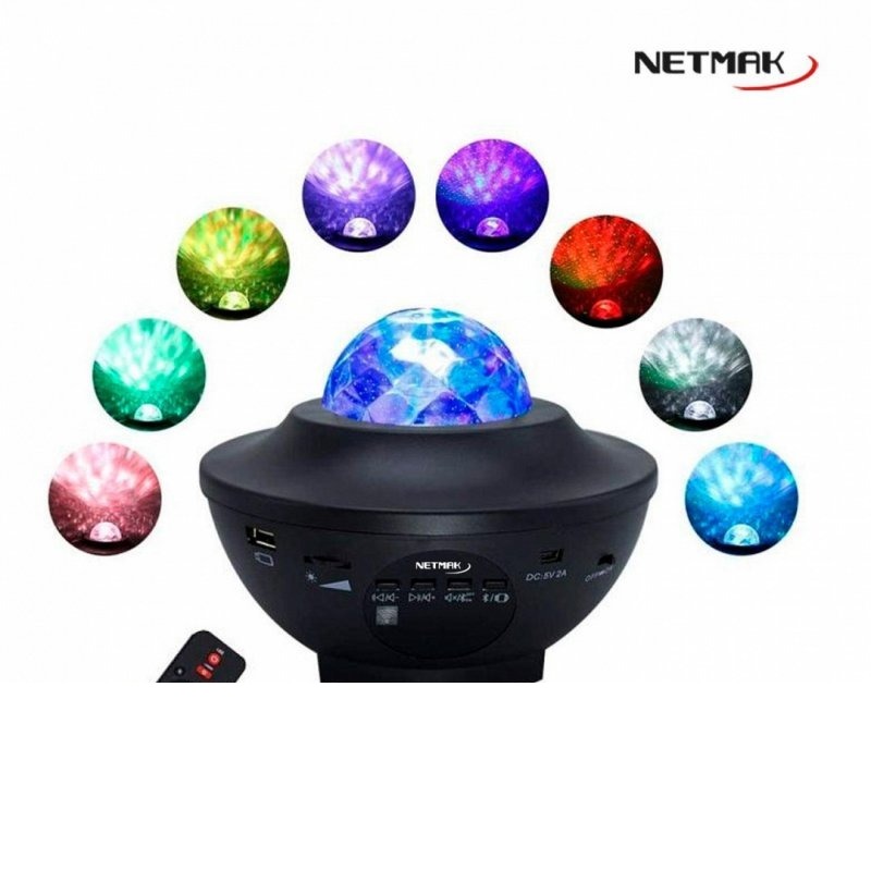 VELADOR PROYECTOR CON PARLANTE BT NM-502 NETMAK