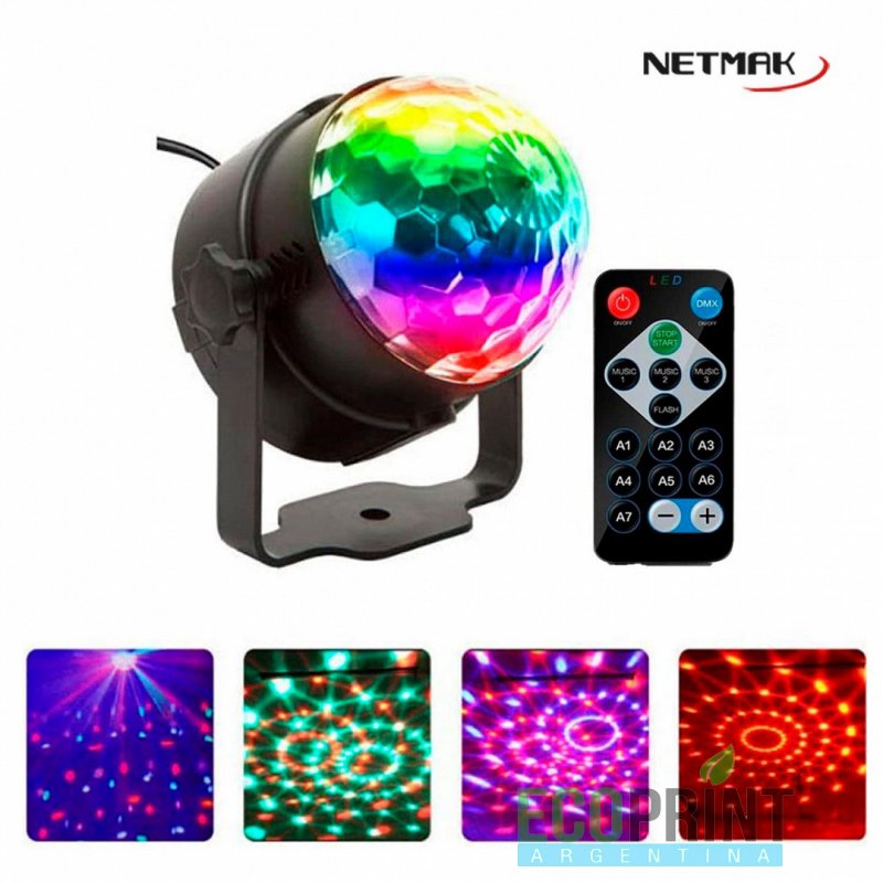 BOLA DISCO LED RGB AUDIORITMICAS NM-505 NETMAK