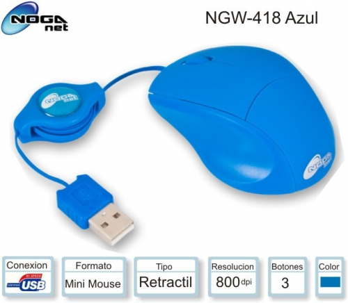 MOUSE NGM418AZ MINI RETACTIL AZUL NOGA