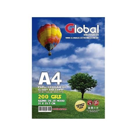 PAPEL DOBLE FAZ GLOSSY X220GRS A4 X100 HOJAS GLOBAL