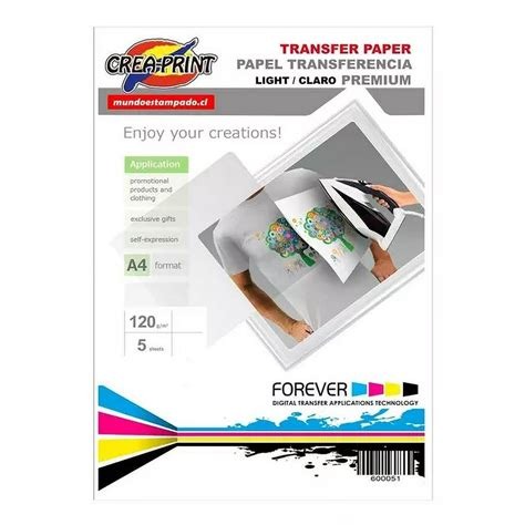 PAPEL T-SHIRT TRANSFER TELAS CLARAS X150GRS X10 HOJAS A4 GNEISS