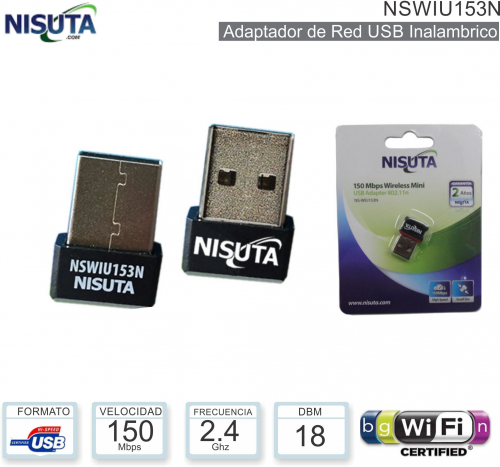 PLACA WIFI USB NANO 150MBPS NSWIU153N NISUTA