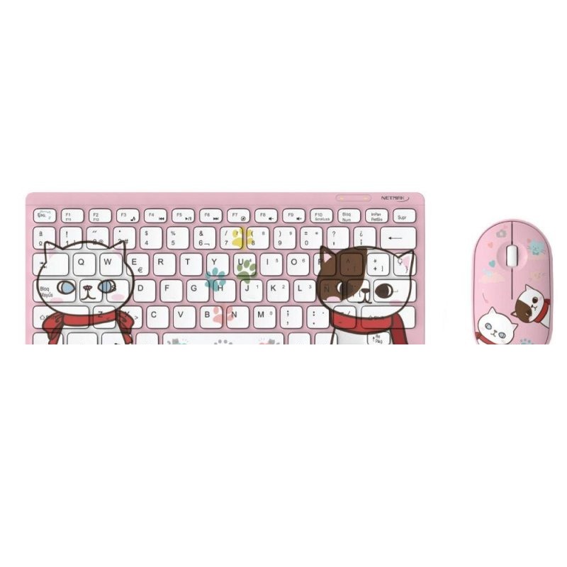 TECLADO Y MOUSE INALAMBRICO KIDS ROSA NM-KB401-P NETMAK