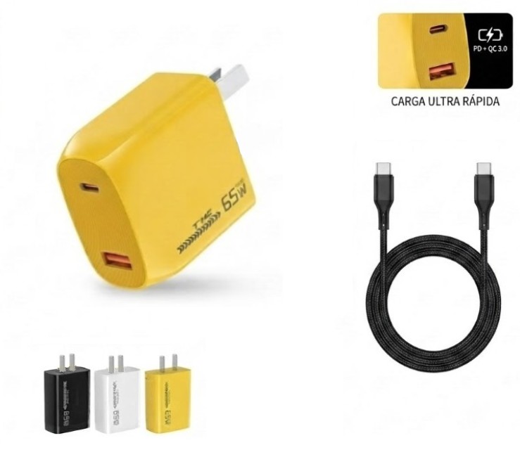 CARGADOR QC 65W 59151 CARGA RAPIDA USB