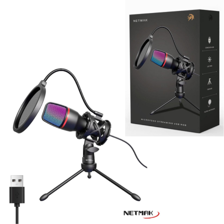 MICROFONO DE PIE NM-MS786 NETMAK RGB USB