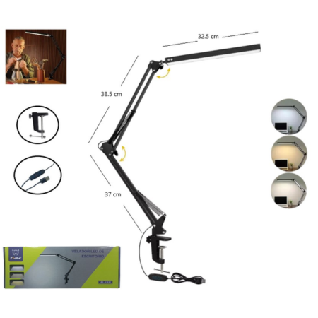 VELADOR LED ARTICULADO CON MORSA 83044
