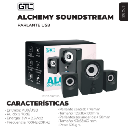 PARLANTE DE ESCRITORIO ALCHEMY GTC SPG-153 USB/AUX