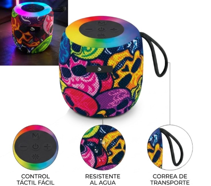 PARLANTE 3 PLG SKULL POP ART AYV0416