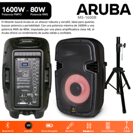 BAFLE MOONKI 10PLG ARUBA CON TRIPODE Y MICROFONO