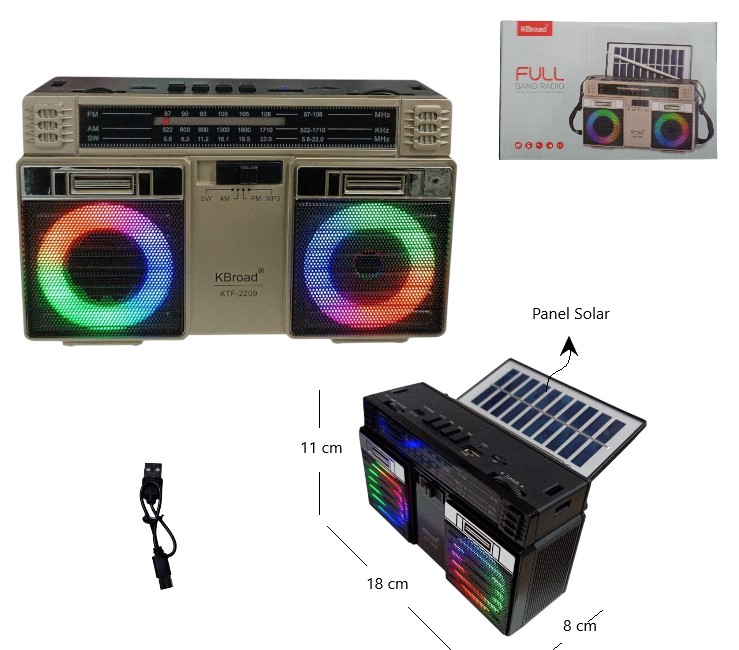 RADIO BT/USB/TF CON PANEL SOLAR KTF-2209