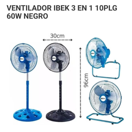 VENTILADO IBEK 3 EN 1 10" 60W NEGRO