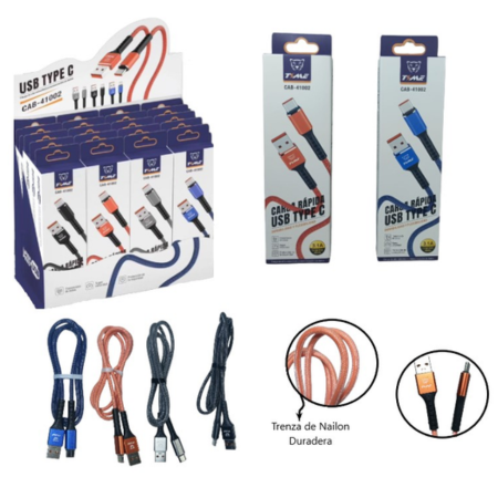 CABLE TIPO C TIME 41002 MALLA DE NAILON