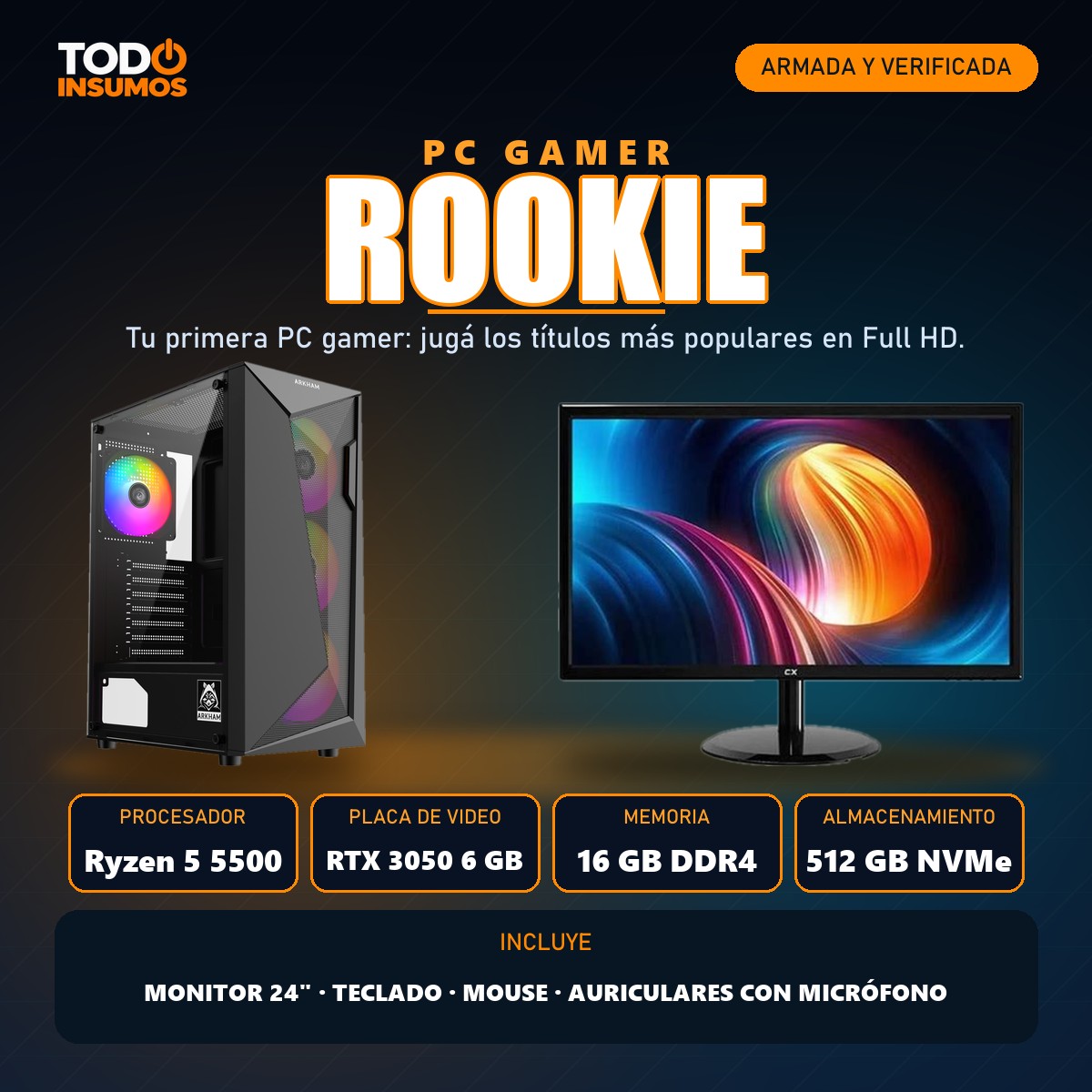 PC gamer Rookie Todo Insumos