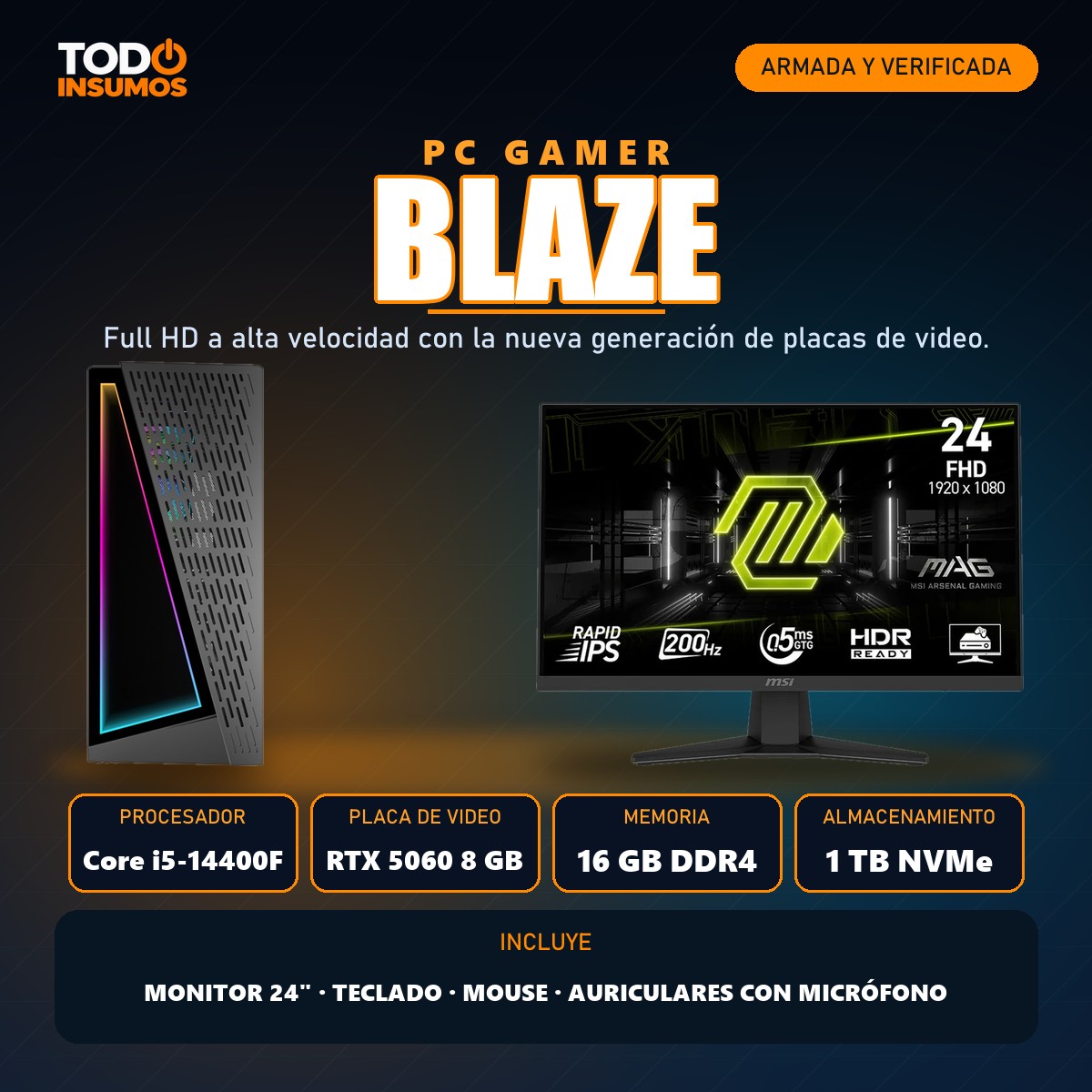 PC gamer Blaze Todo Insumos