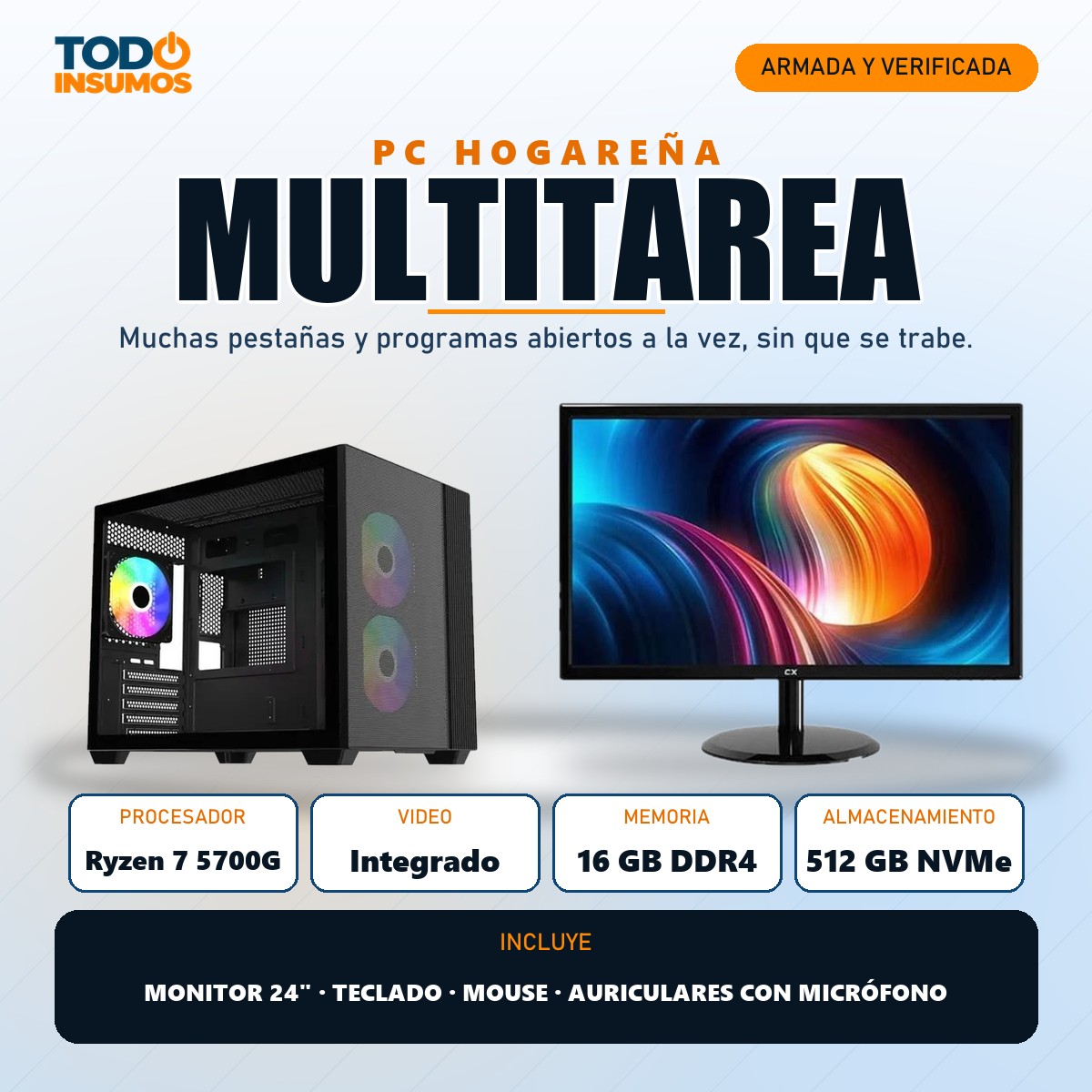 PC hogareña Multitarea Todo Insumos