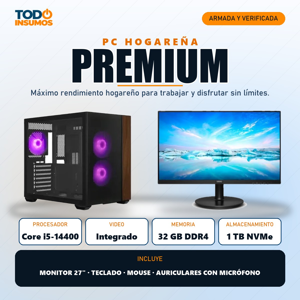 PC hogareña Premium Todo Insumos